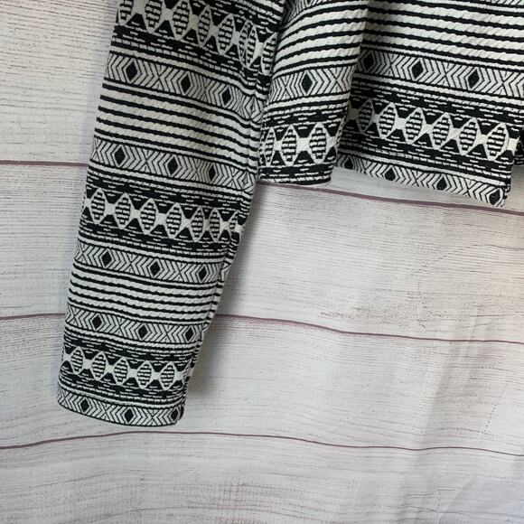 Jack Black and White Geometric Pattern Blazer Jacket Open Front Aztec Size Large - Picture 12 of 14